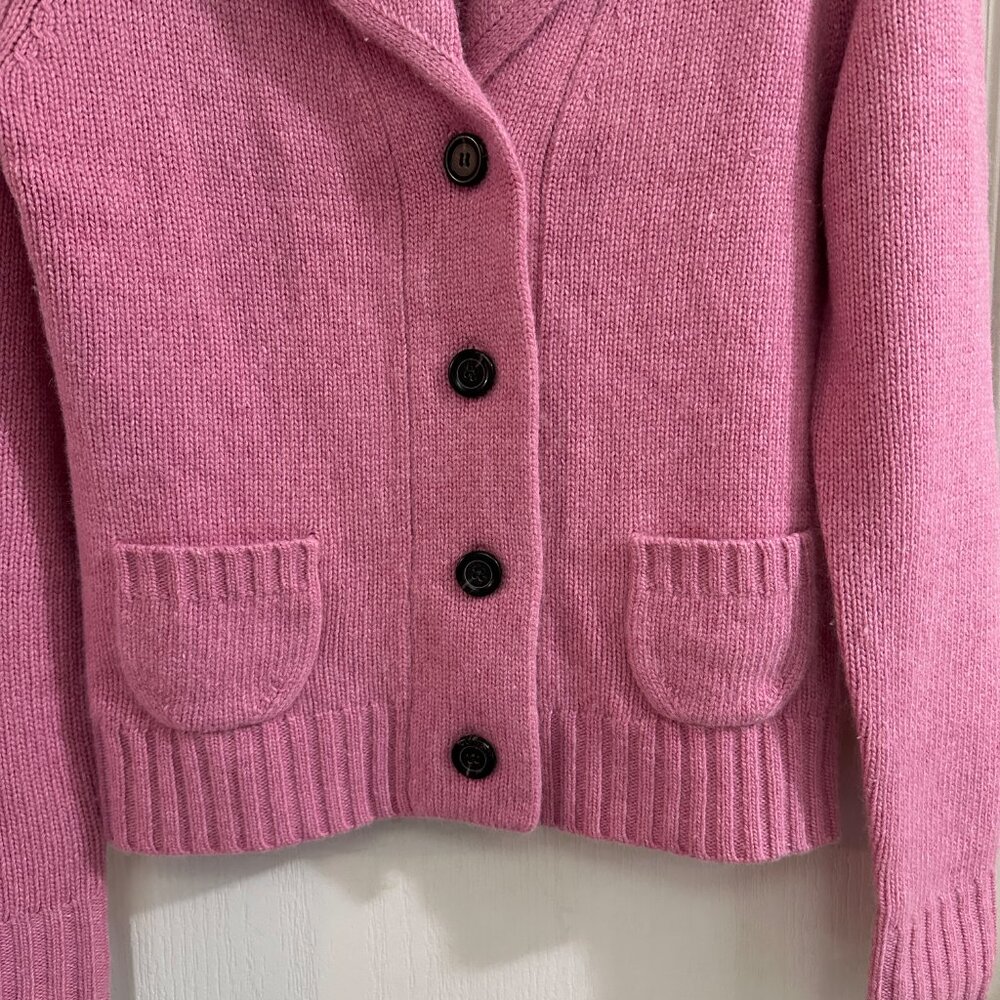 Vintage GUC J. Crew Women Pink Grandpa Cardigan Wool Blend Thick Knit Sz Small - Picture 3 of 5